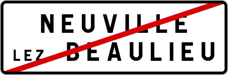 Panneau sortie ville agglomération Neuville-lez-Beaulieu / Town exit sign Neuville-lez-Beaulieu