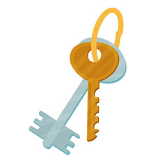 A bunch of keys to an apartment or house. Vector illustration isolated on white background