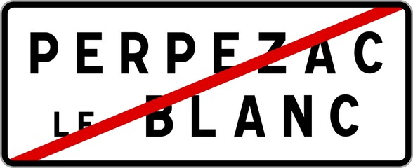 Panneau sortie ville agglom&eacute;ration Perpezac-le-Blanc / Town exit sign Perpezac-le-Blanc