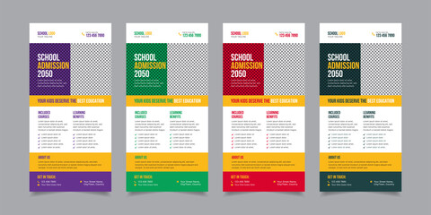 Professional School Admission DL Flyer Vector Design Template, Creative Colrful Back to School Admission Rack Card Layout, Modern Print Ready Template Banner for Education Business
