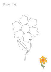 Simple Outline Stroke Flower Blossom Shape Photo Drawing Skills For Kids A3/A4/A5 suitable format size. Print it by yourself at home and enjoy!