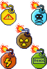 Bomb pixel art set. explosion pixel art minecraft.