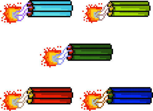 Bomb pixel art set. explosion pixel art minecraft.