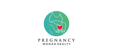 Pregnancy logo template with creative element and business design Premium Vector