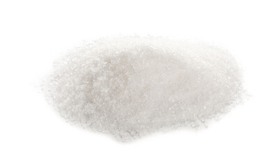 Pile of granulated sugar isolated on white