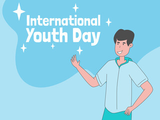 International youth day, happy youth illustration background banner