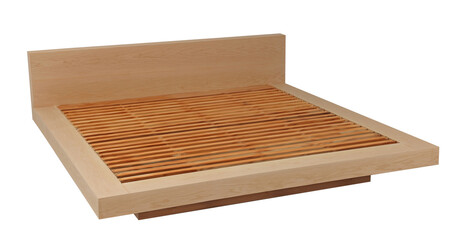 New wooden bed frame on white background