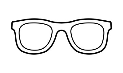 Cartoon sunglasses icon. Vector illustration of sun protection glasses. Linear flat logo of glasses.