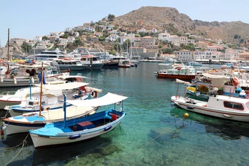 Foto op Canvas Beautiful view of coastal city with different boats on sunny day © New Africa