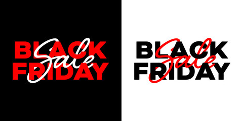Black Friday Sale Banner Set. Creative Black Friday Vector Typography Illustration for Advertisement, Label, Tag, Social Media Post, Promotion, Poster, Ad