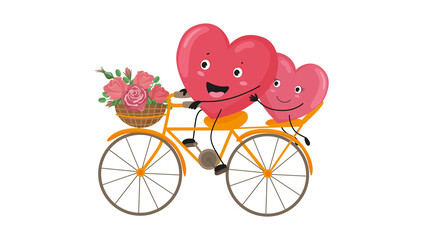 Illustrations with heart in love. Lovely romantic illustration for valentine's day.