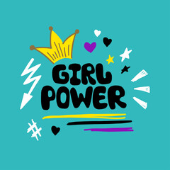 Fashionable lettering girl power. Feminism and body positivity movement illustration
