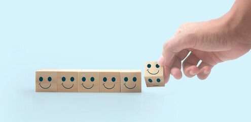 Wooden blocks in hand space and word decide