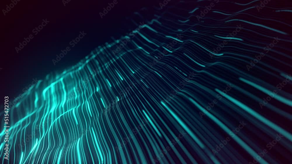Poster abstract digital waving neon lines fx background loop/ 4k animation of an abstract background with d