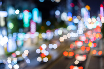 Blur view of city street at night