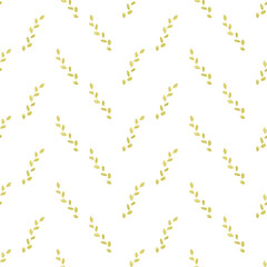 Fototapeta premium Seamless herbal pattern.Watercolor floral background with green leaves and branches for textile, wallpaper, home decor