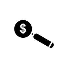 search icon with dollar. Suitable for entrepreneur icon, business. Solid icon style, glyph. Simple design editable