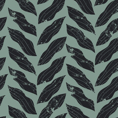 Seamless pattern with leaves. Abstract seaweed pattern in a loose herringbone pattern.