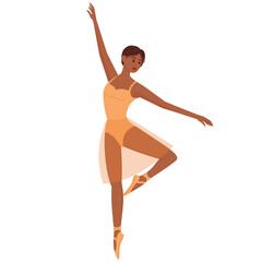Fototapeta na wymiar Ballet dancer. Beautiful graceful dancing ballerina with dark skin tone, vector illustration