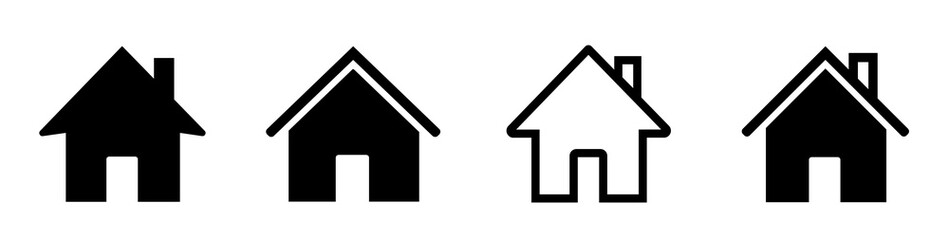 House vector icons. Set of black houses symbols. Real estate. Flat style houses symbols for apps and websites on whitr background - stock vector.