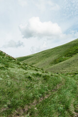 mountains nature and green fields