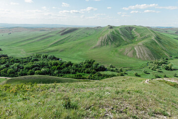 mountains nature and green fields