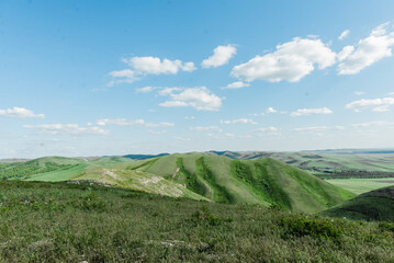 mountains nature and green fields