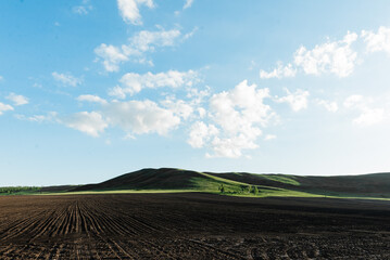 mountains nature and green fields