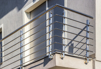 fence. chrome stainless steel fence on balcony
