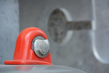 Close Up and Details on Vintage Italian Public Phone Machine in the Street