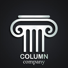 Silver metal column shape logo