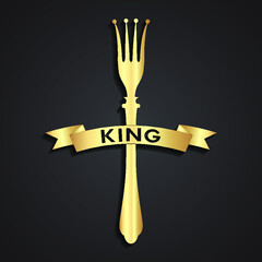 Fototapeta na wymiar fork crown shape / 3d gold logo