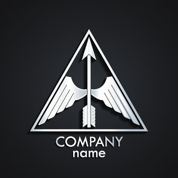3d silver winged arrow triangle logo