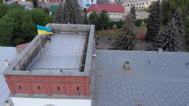 Old medival castle areal view ukraine