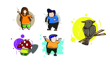 Group funny cartoon people, illustrator eps 10
