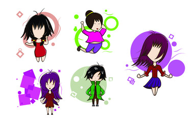 Group funny cartoon people, illustrator eps 10