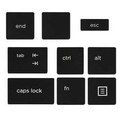 function keys from a computer keyboard, on a white background