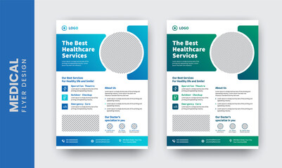 	
Corporate healthcare and medical flyer or poster design layout