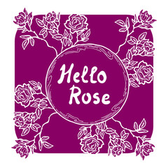 Beautiful roses decorative frame composition for quotes, wedding, birthday to celebrate special day. Floral border. Romantic flowers to decorate event. Hand drawn illustration. Vintage style drawing.