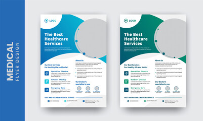 	
Corporate healthcare and medical flyer or poster design layout