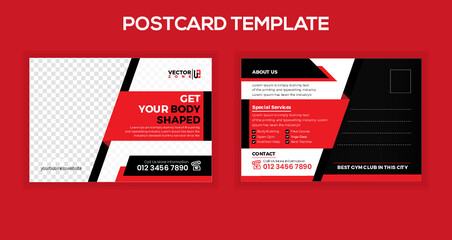 Fototapeta na wymiar gym and fitness post card template