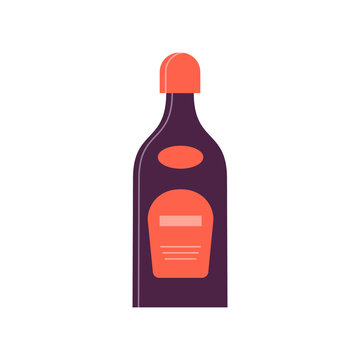 Bottle of liquor, great design for any purposes. Flat style. Color form. Party drink concept. Simple image shape