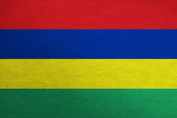 Modern shine leather background in colors of national flag. Mauritius