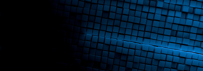 Abstract blue colored cube background banner