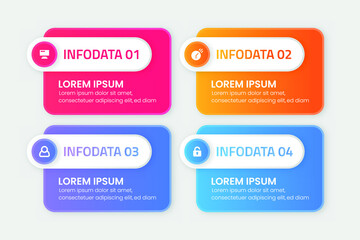 Infographic template design, Vector infographic design with 4 options or steps, Colorful gradient infographic design, Business infographic template for presentation, brochure, diagram, flow charts