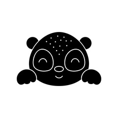 Fototapeta premium Cute Scandinavian panda head. Animal face for kids t-shirts, wear, nursery decoration, greeting cards, invitations, poster, house interior. Vector stock illustration