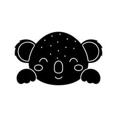 Cute Scandinavian koala head. Animal face for kids t-shirts, wear, nursery decoration, greeting cards, invitations, poster, house interior. Vector stock illustration
