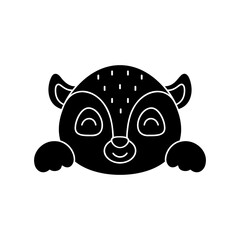 Cute Scandinavian lemur head. Animal face for kids t-shirts, wear, nursery decoration, greeting cards, invitations, poster, house interior. Vector stock illustration