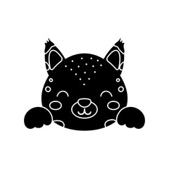 Cute Scandinavian lynx head. Animal face for kids t-shirts, wear, nursery decoration, greeting cards, invitations, poster, house interior. Vector stock illustration