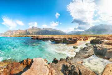 Fantastic seascape of Isolidda Beach near San Vito cape.